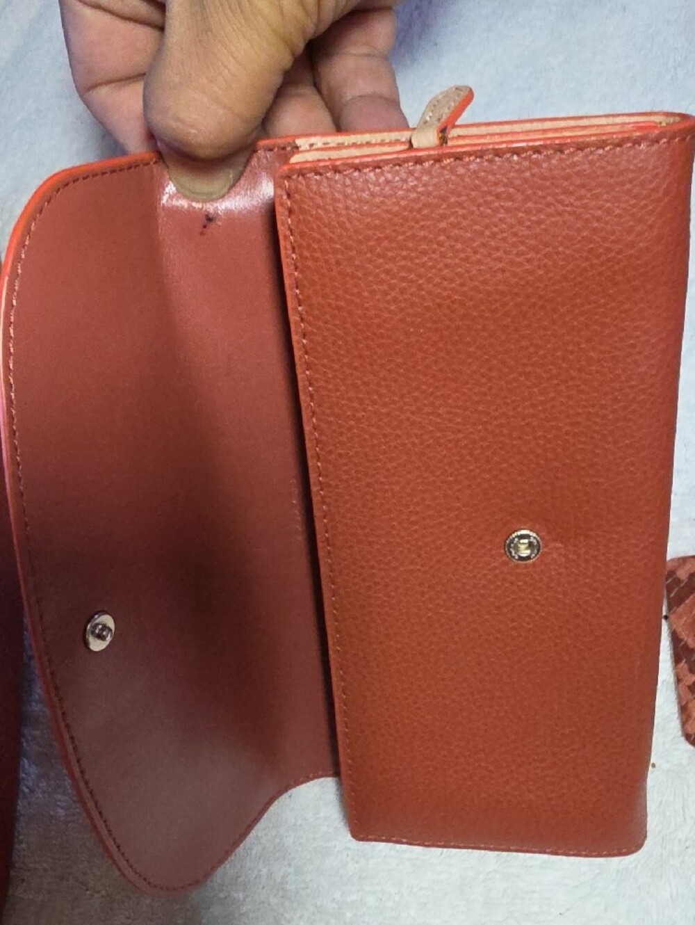 Coach Rust Leather Shoulder Bag with Snakeskin-Print Trim - Picture 16 of 16
